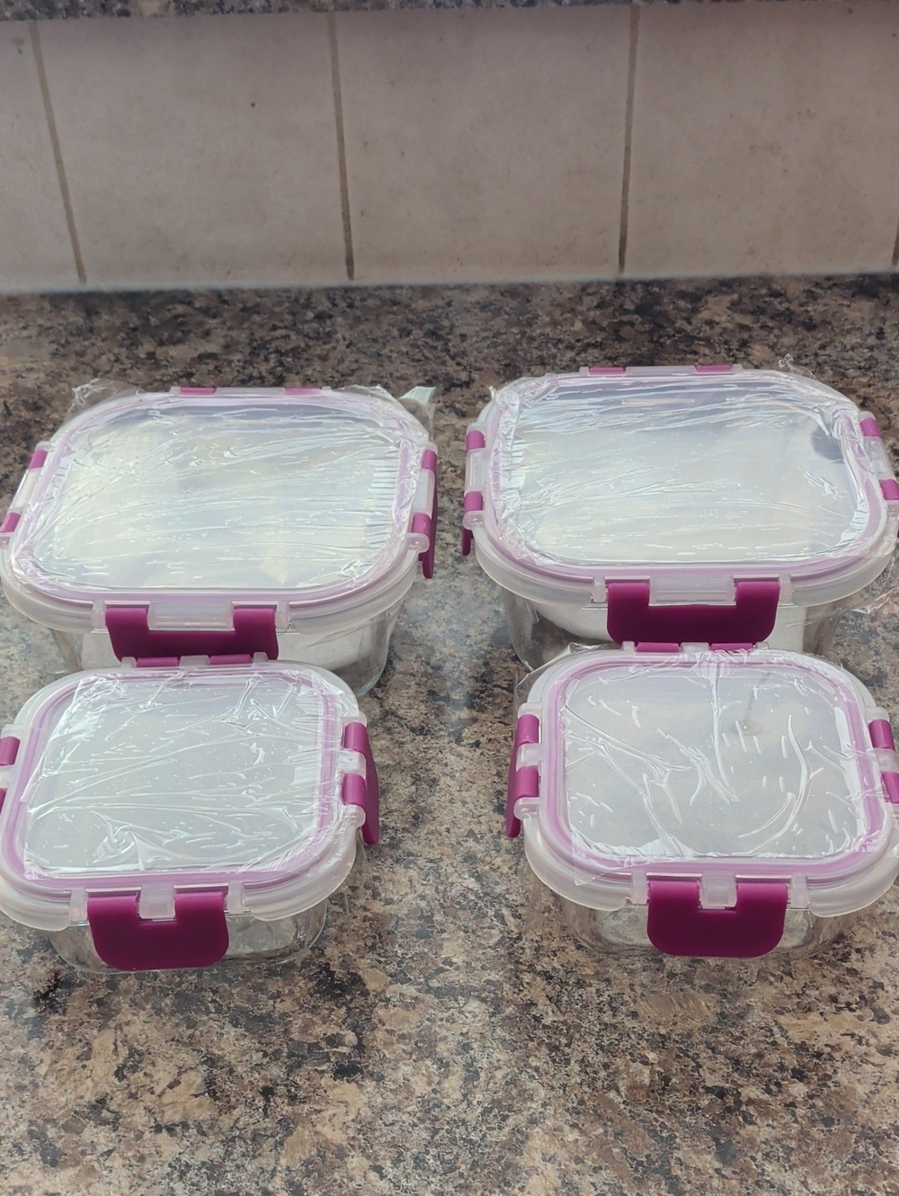 Airtight Glass Food Storage Containers with Pink Lids - 4 Pack
